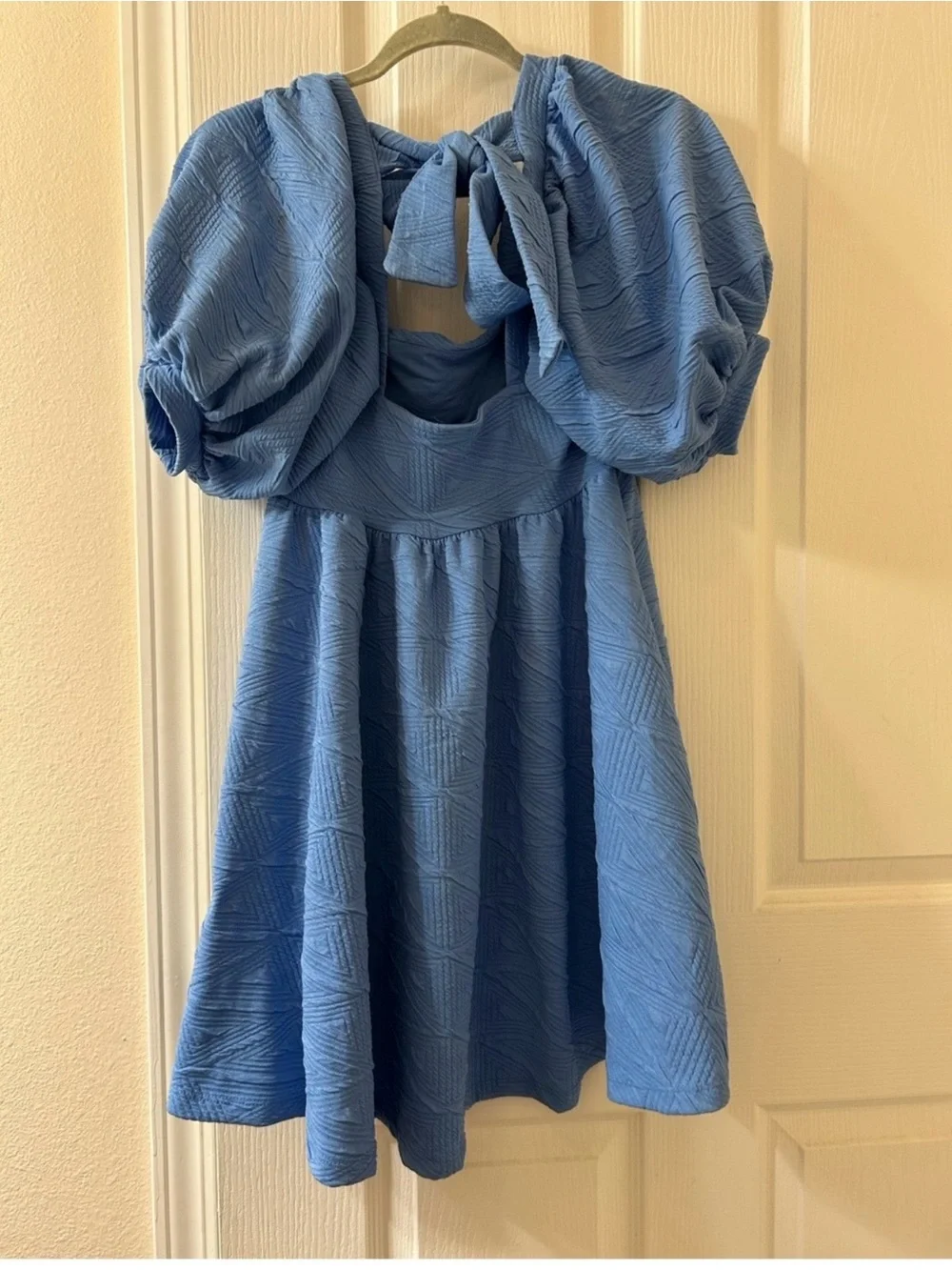 Free people Blue Puff-Sleeve Babydoll Mini Dress